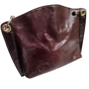 La Sella Roma Thick Brown Genuine Leather Shoulder Bag Purse Made in Italy
